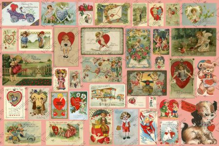 Valentine Postcards Decoupage Paper